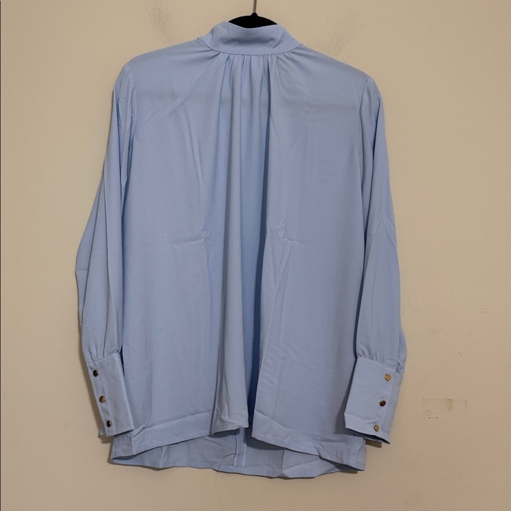 Alina Mae maternity Light Blue Shirt blouse women high neck top casual office